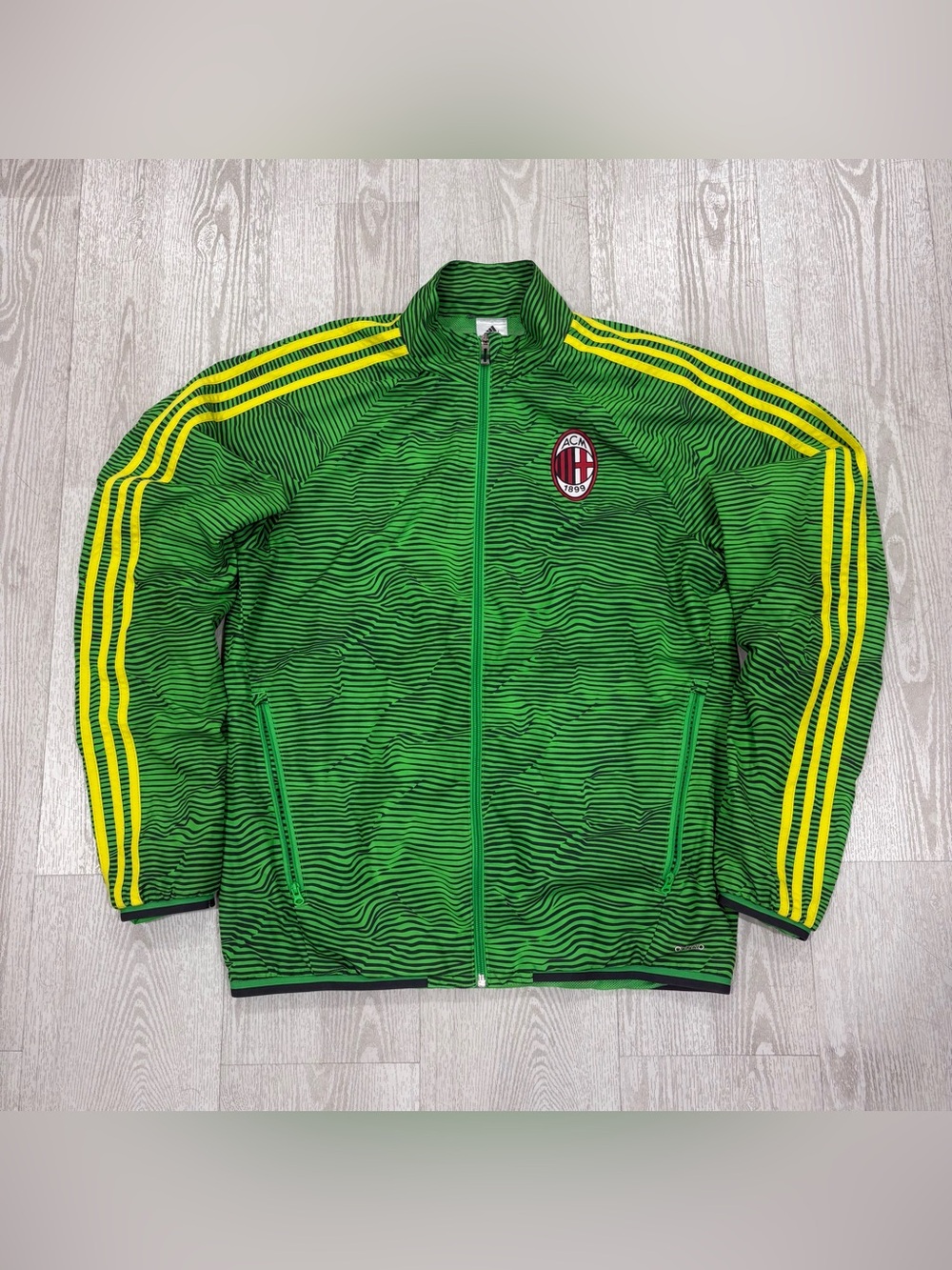 Adidas x AC Milan Woven Soccer Track Jacket (Green / Black / Yellow) Size S
